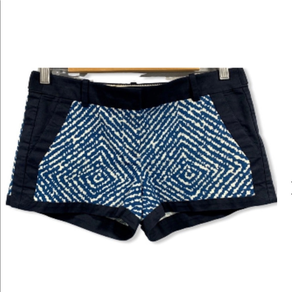 J.Crew Blue White lkat Print Mid Rise Shorts size 00